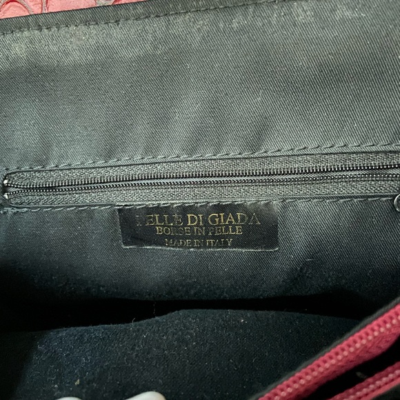 Vintage Pelle Di Giada Made in Italy, animal Print Gray & Red Leather Handbag - Picture 14 of 16